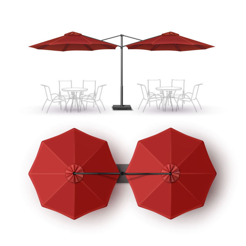 矢量红色的遮阳伞设计