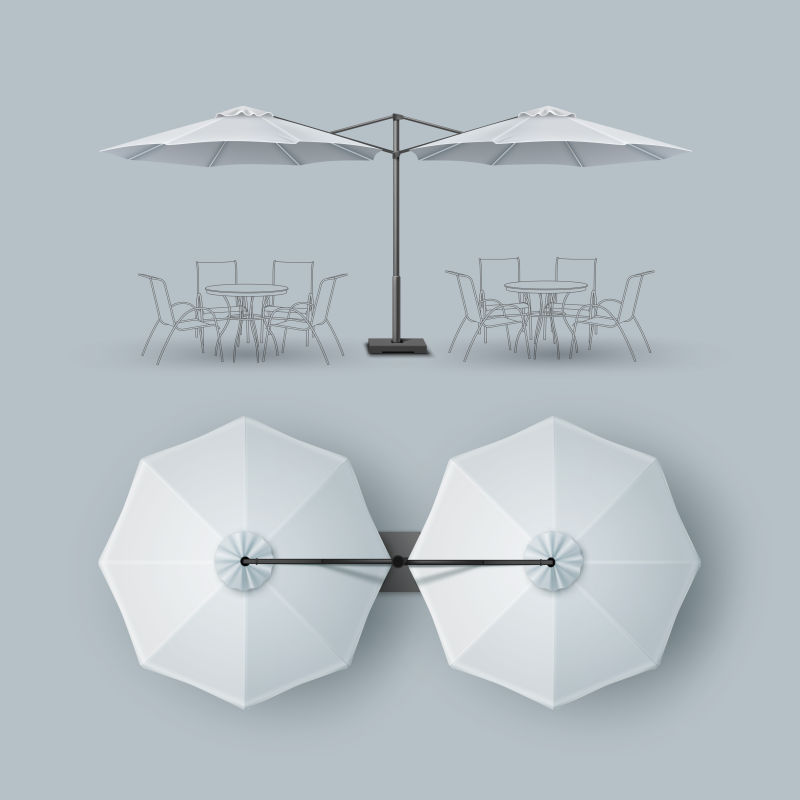 矢量白色的遮阳伞设计