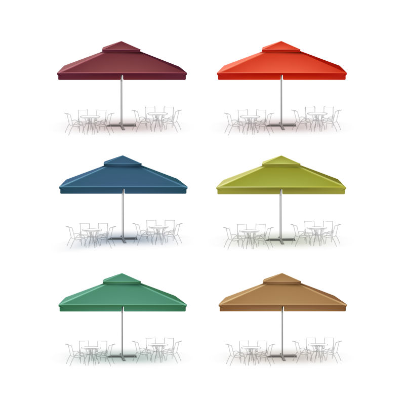 矢量不同颜色的遮阳伞