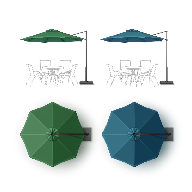 矢量蓝色与绿色的遮阳伞设计