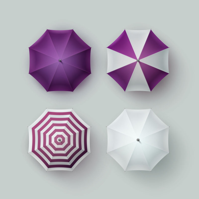 矢量白色与紫色相间的雨伞