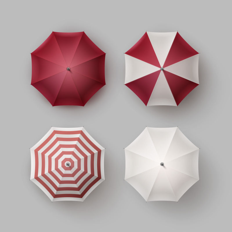 矢量白色与红色相间的遮阳伞