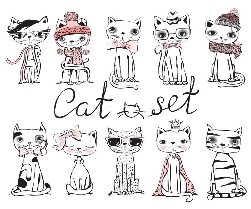 创意矢量可爱的猫咪插图