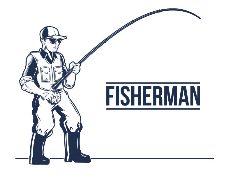 抽象矢量钓鱼主题的平面插图设计