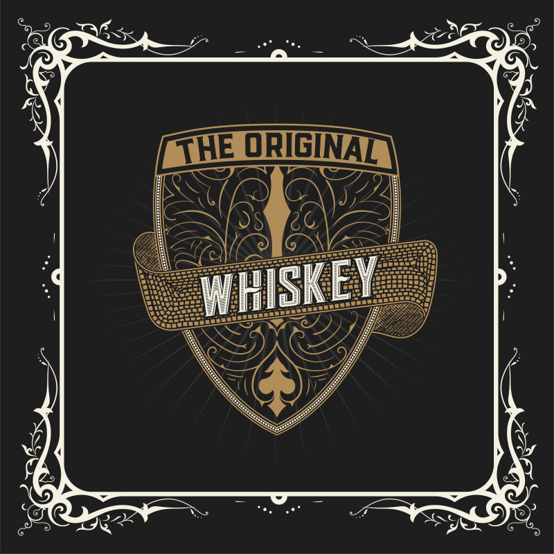 创意矢量现代威士忌标签设计
