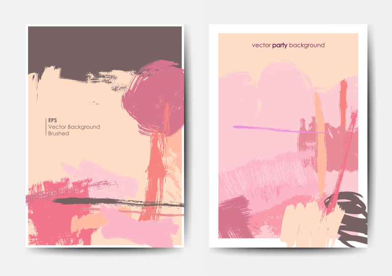 抽象矢量粉色笔触风格的宣传单设计