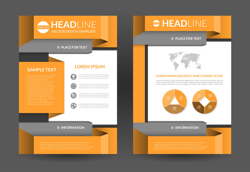 创意矢量橙色商业宣传册设计