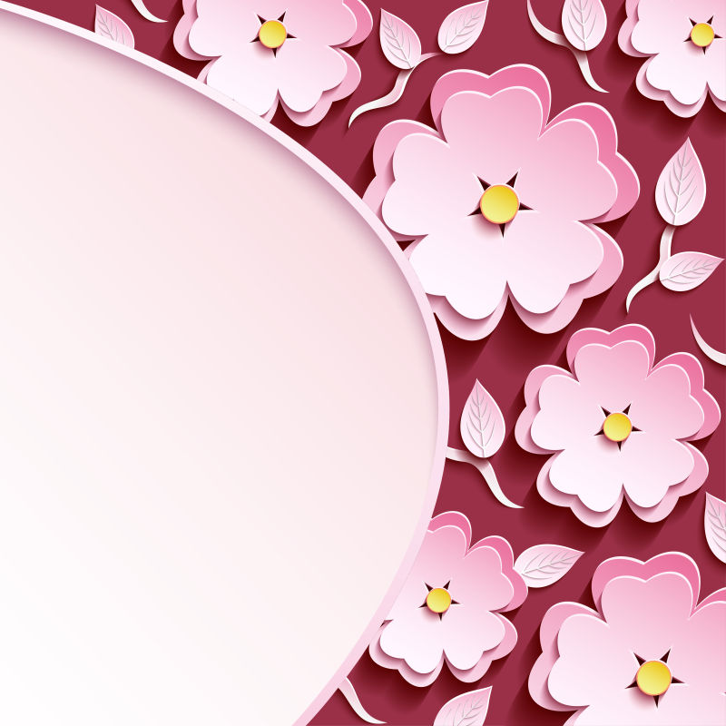 创意矢量粉色剪纸花卉背景