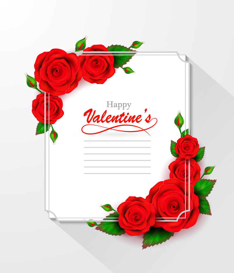 创意矢量玫瑰花元素的情人节贺卡设计