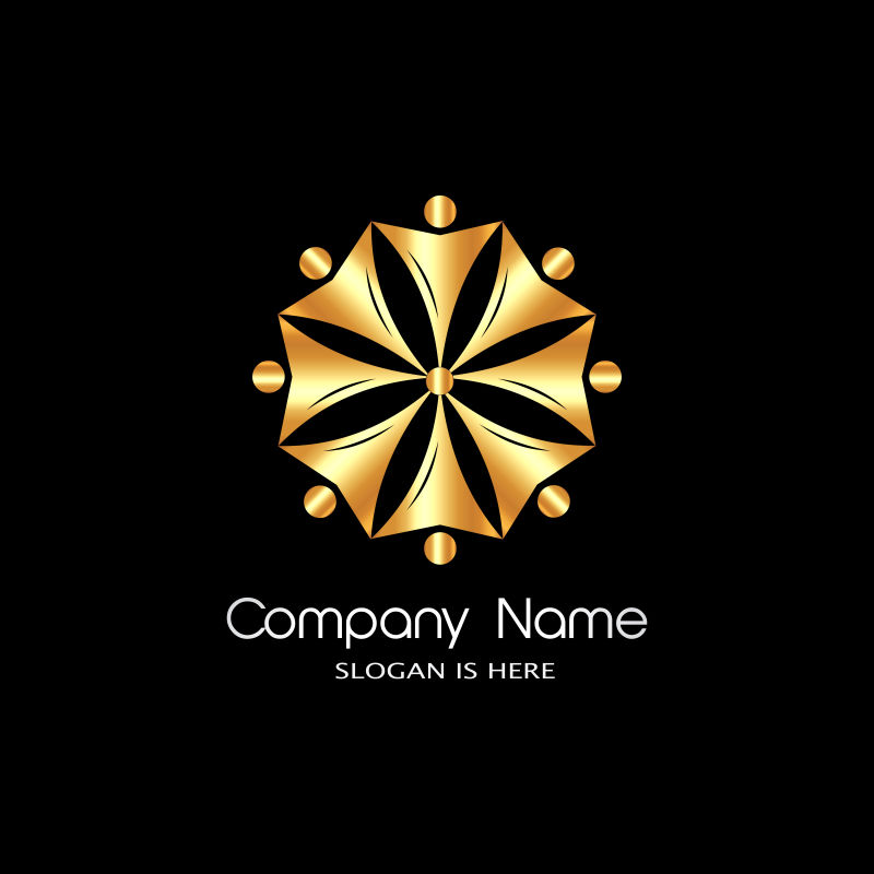 矢量金色抽象形状商业logo标志