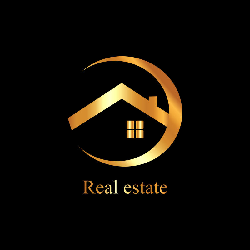 矢量商业金色房子和月亮logo标志