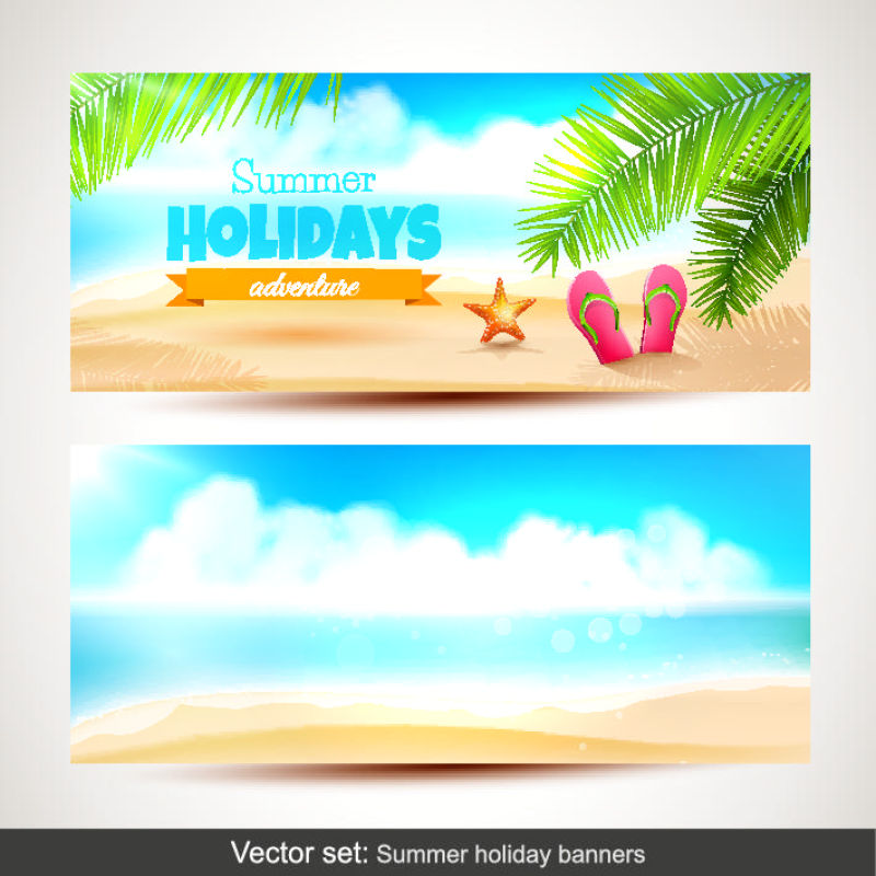 夏日度假海报矢量横幅设计