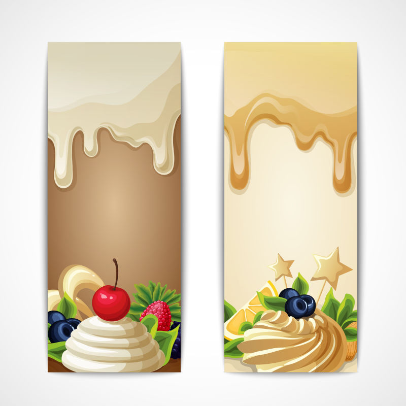 抽象矢量奶油元素的平面横幅设计
