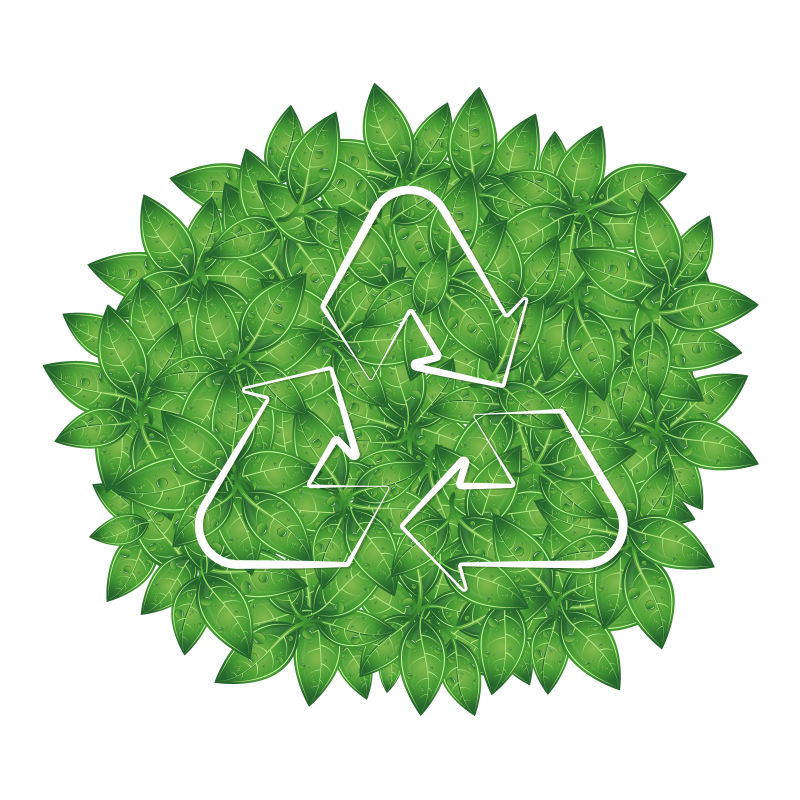 创意矢量绿叶元素的生态循环概念标志设计