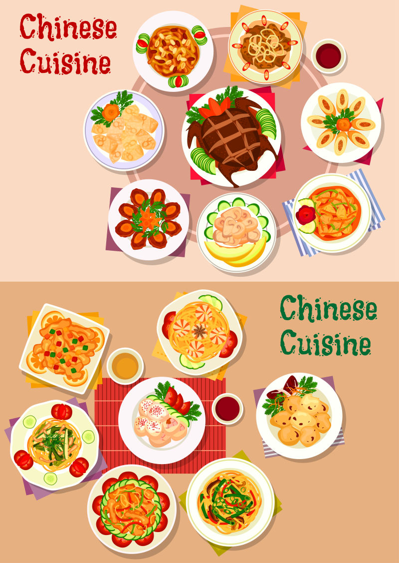 中国菜插图矢量设计