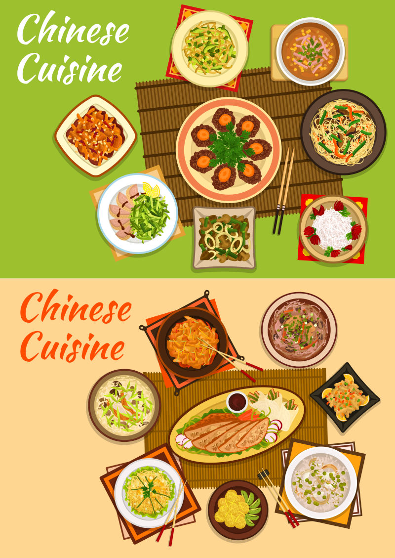 中国特色美食矢量插图