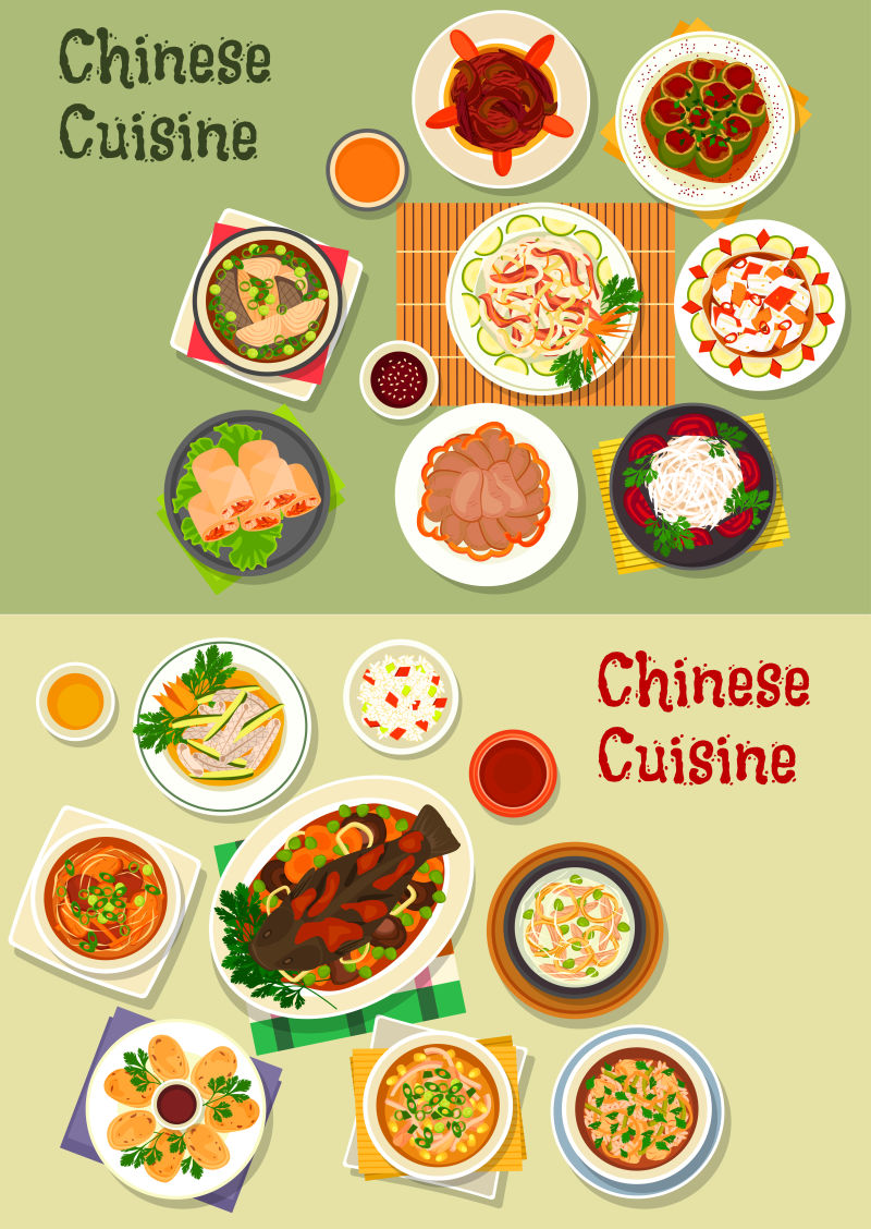 中国美食矢量插图