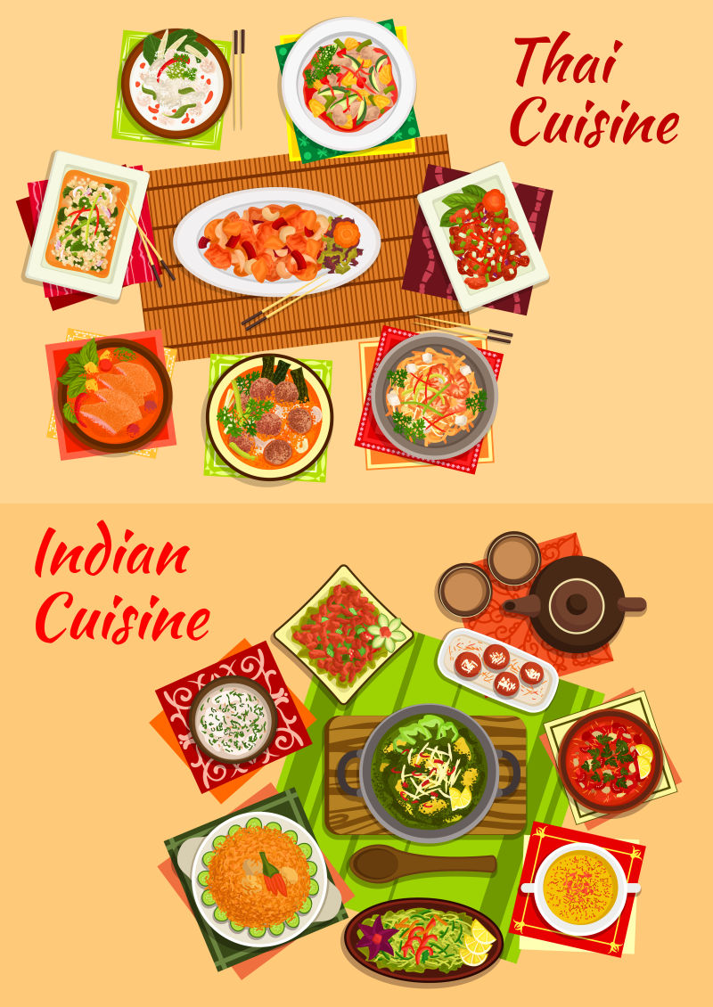 矢量的印度美食插图设计