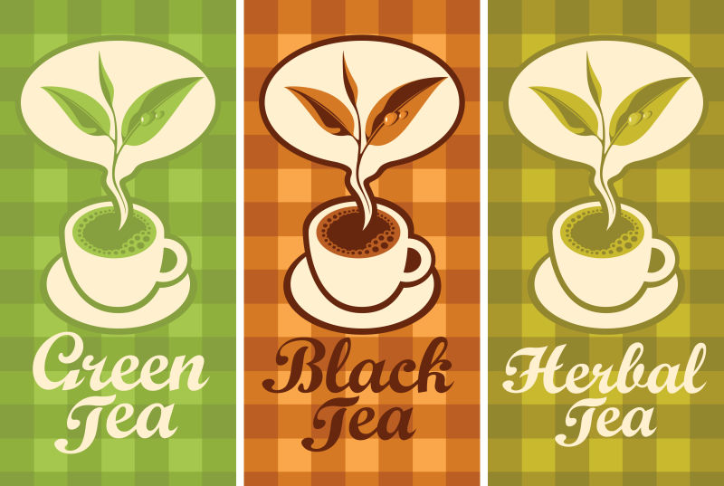 抽象矢量各种茶类设计插图
