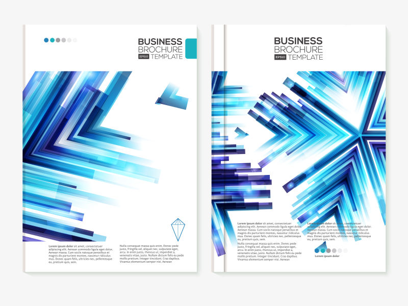 抽象矢量蓝色几何元素的年度宣传手册设计