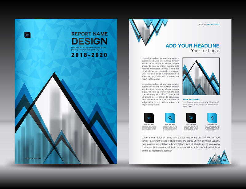 抽象矢量蓝色商业现代宣传手册设计