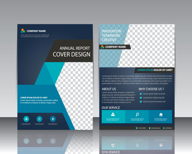 抽象矢量蓝色几何商业宣传手册设计