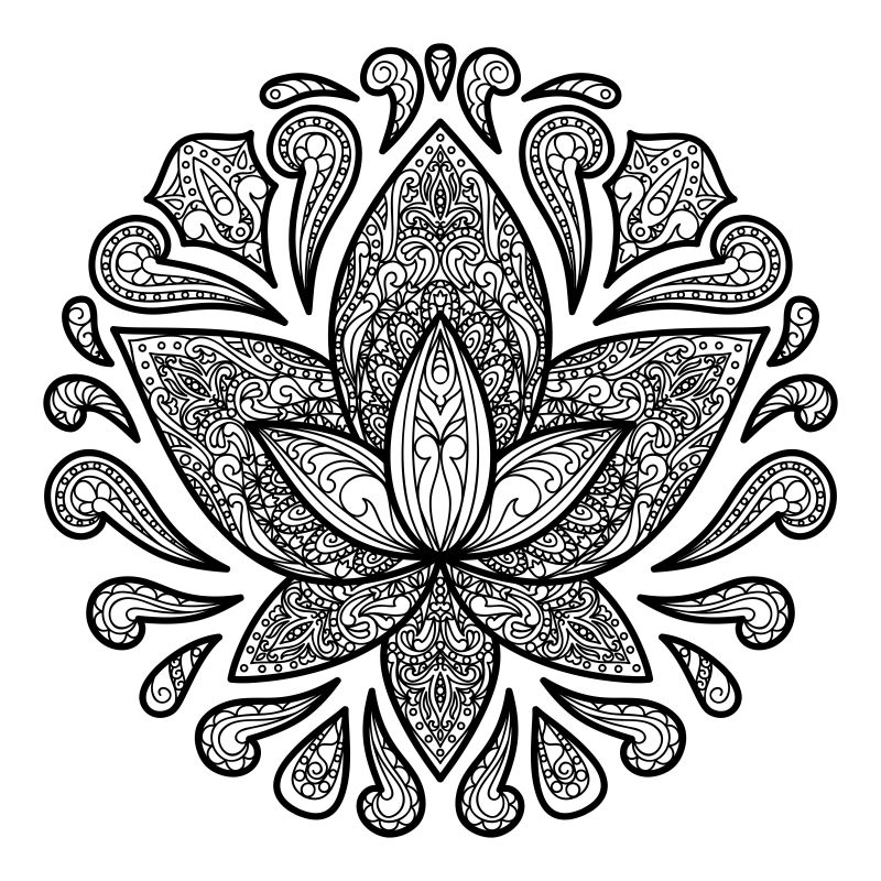 创意的手绘莲花纹身矢量设计