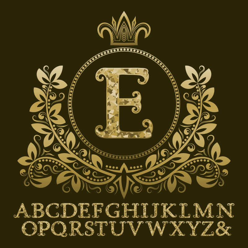 抽象矢量复古金色字母标志设计