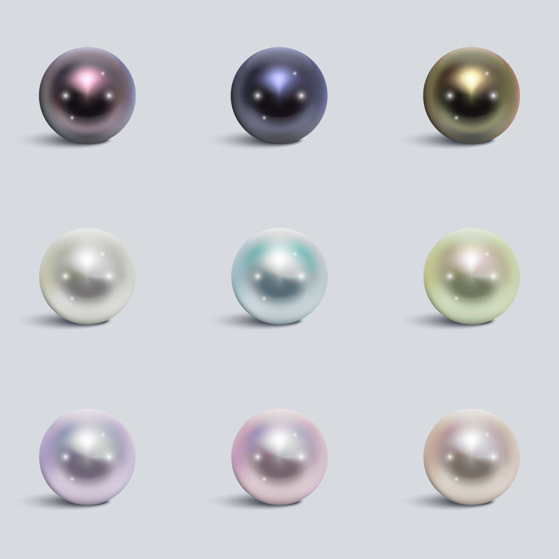 矢量不同颜色的珍珠