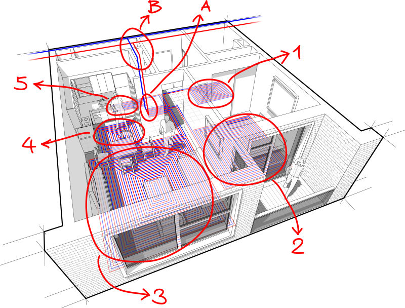 矢量抽象现代公寓室内设计平面插图