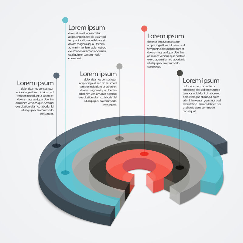 抽象矢量现代立体信息饼图设计
