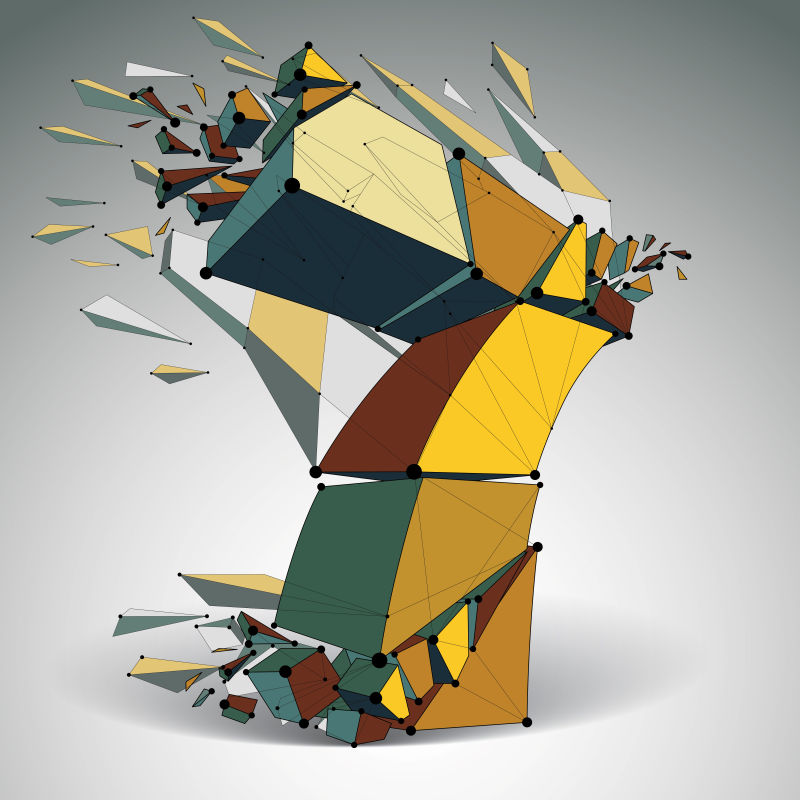 创意矢量几何立体爆炸数字7设计