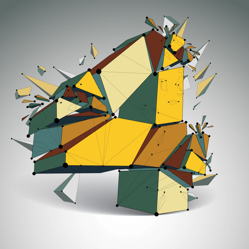 创意矢量几何立体爆炸数字4设计