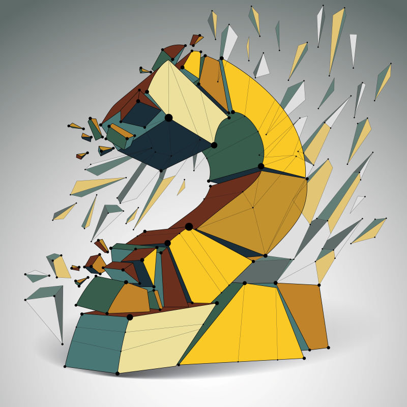 创意矢量几何爆炸的数字2设计