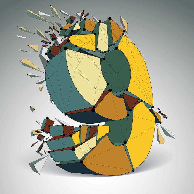 创意矢量几何立体爆炸数字9设计