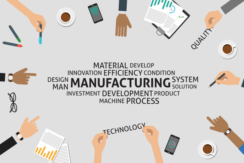 抽象矢量制造概念的平面插图