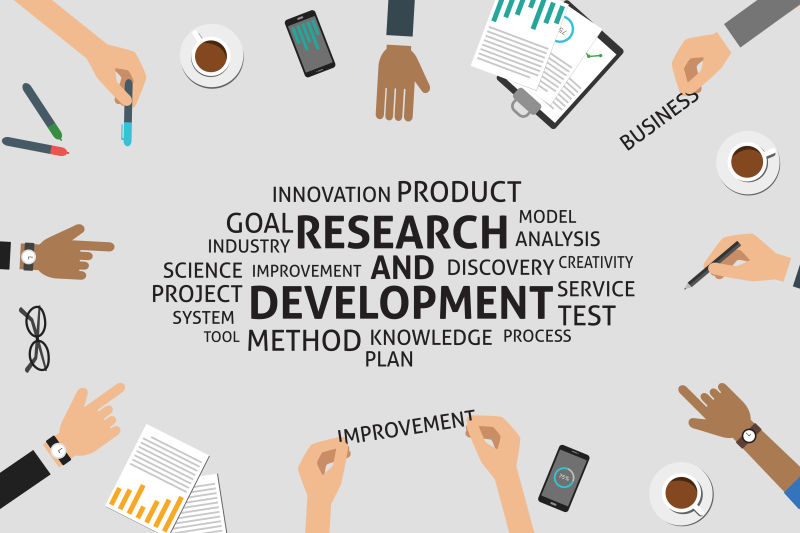 抽象矢量研发概念的平面插图