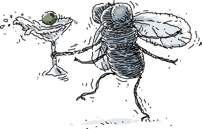 抽象矢量卡通喝醉的蚊子插图