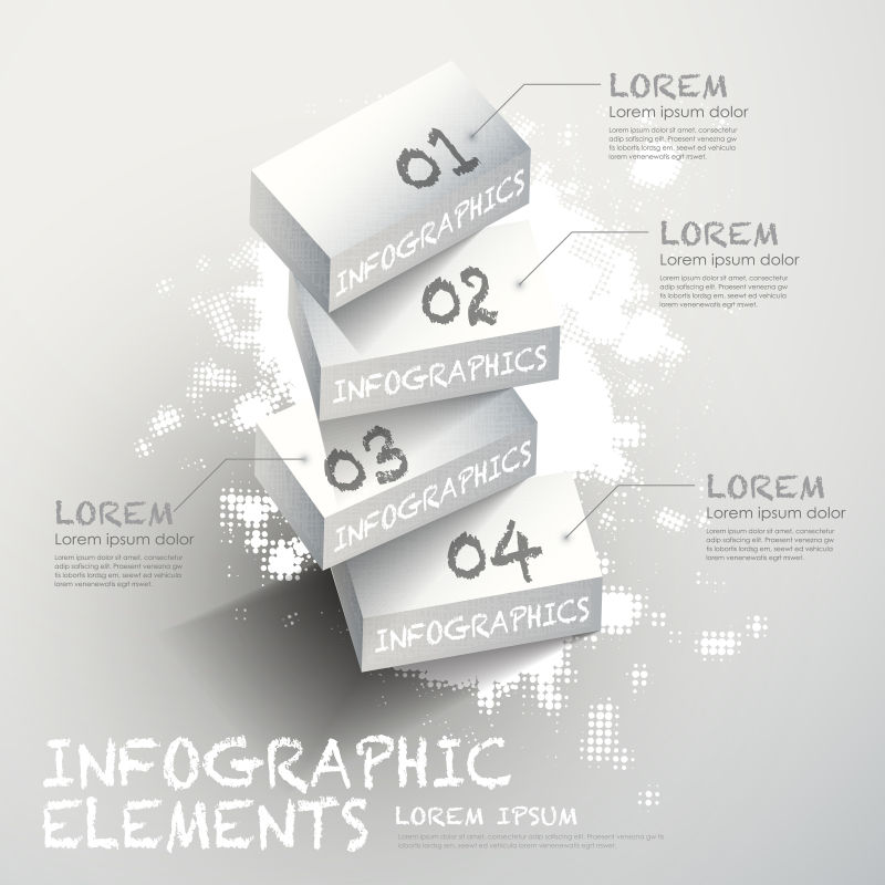 矢量三维白块信息图形元素