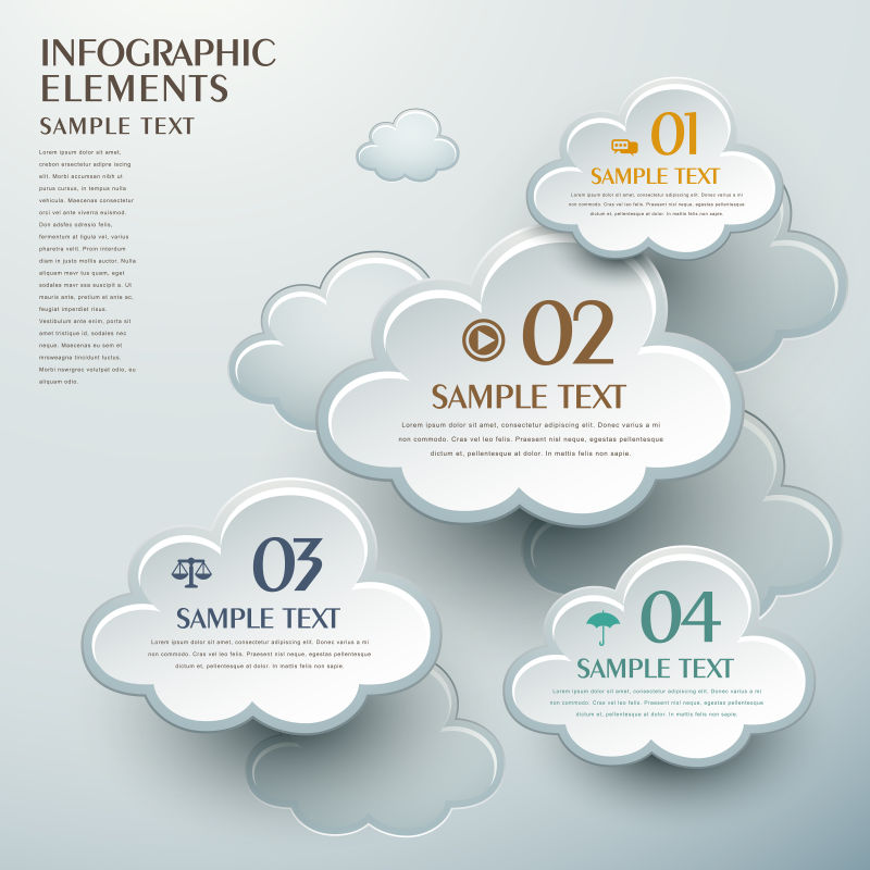 矢量抽象云形状信息图形