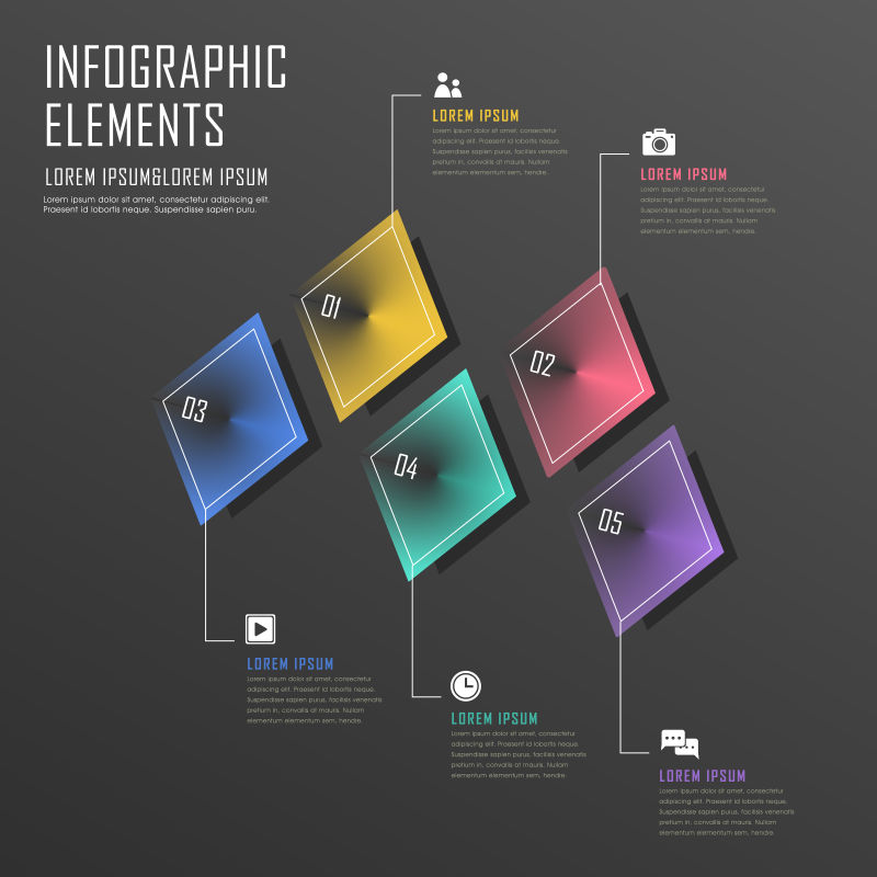 矢量创意菱形信息图形设计