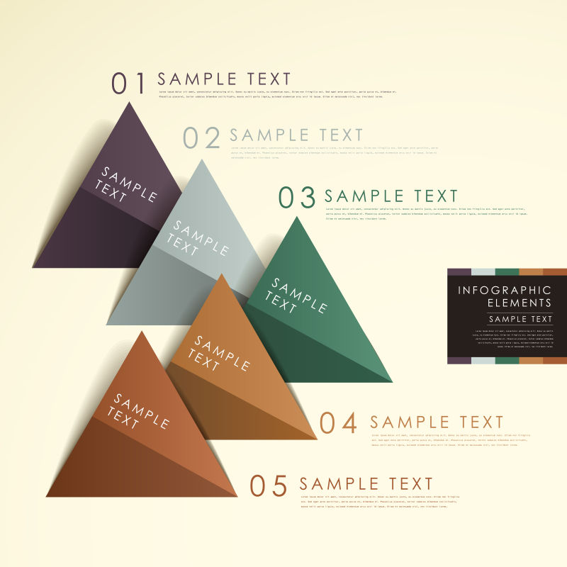 矢量抽象折纸金字塔图形信息图表
