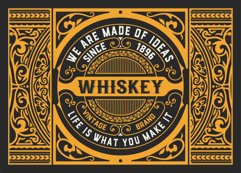 抽象矢量现代威士忌主题的装饰标签设计