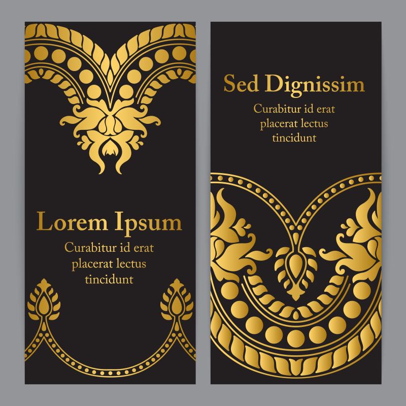 金色花纹装饰的精美卡片矢量设计