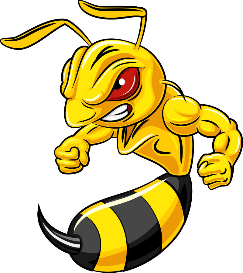 愤怒的黄蜂卡通形象设计矢量