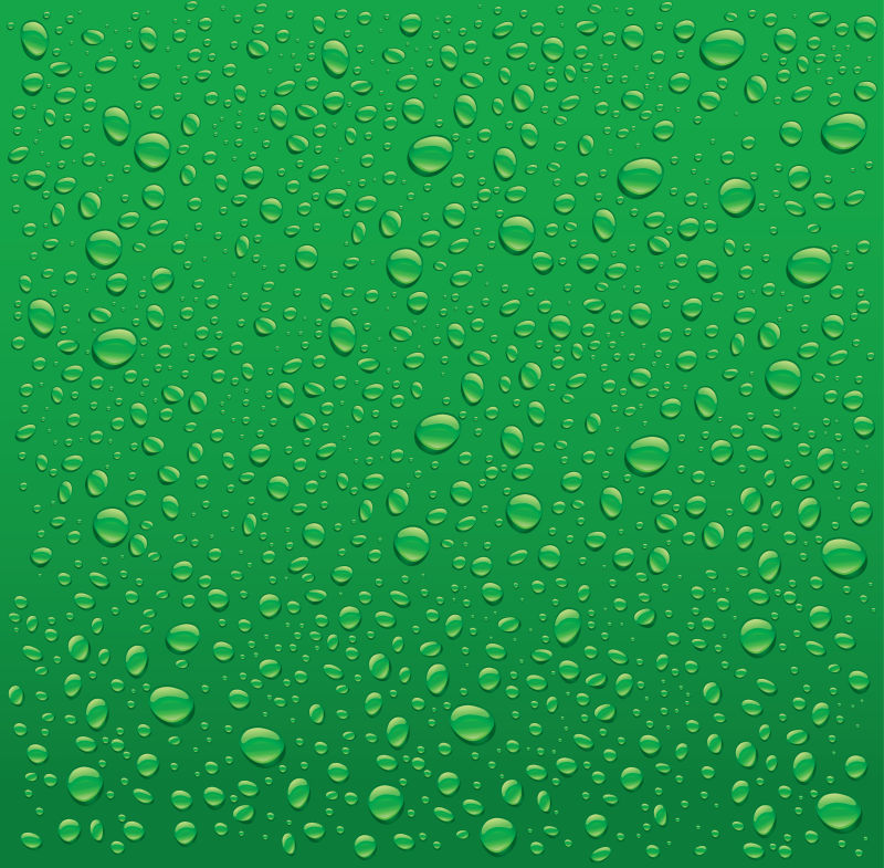 矢量带水滴的绿色背景