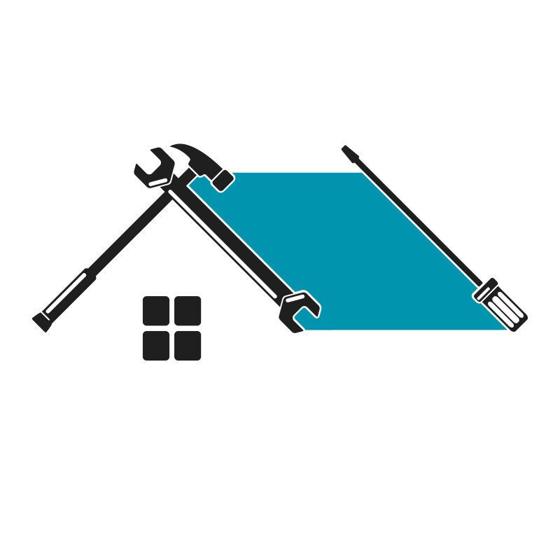 矢量家庭修理屋顶工具符号
