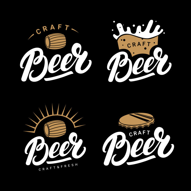 抽象矢量复古啤酒的标志设计