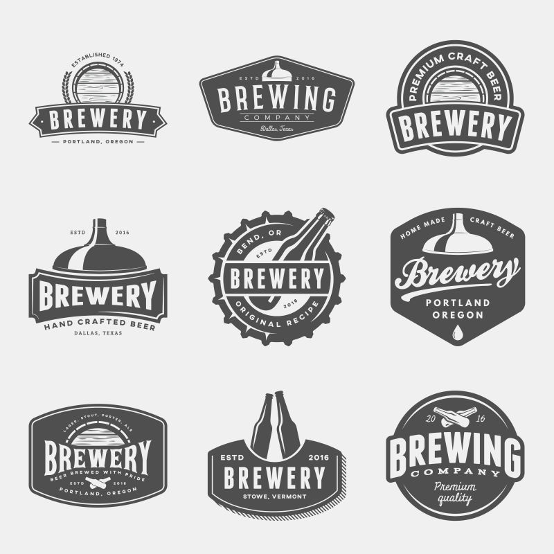 抽象矢量啤酒厂的复古标签设计