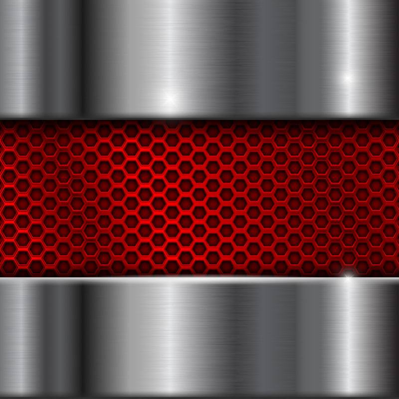 抽象矢量现代红色网孔元素的金属背景